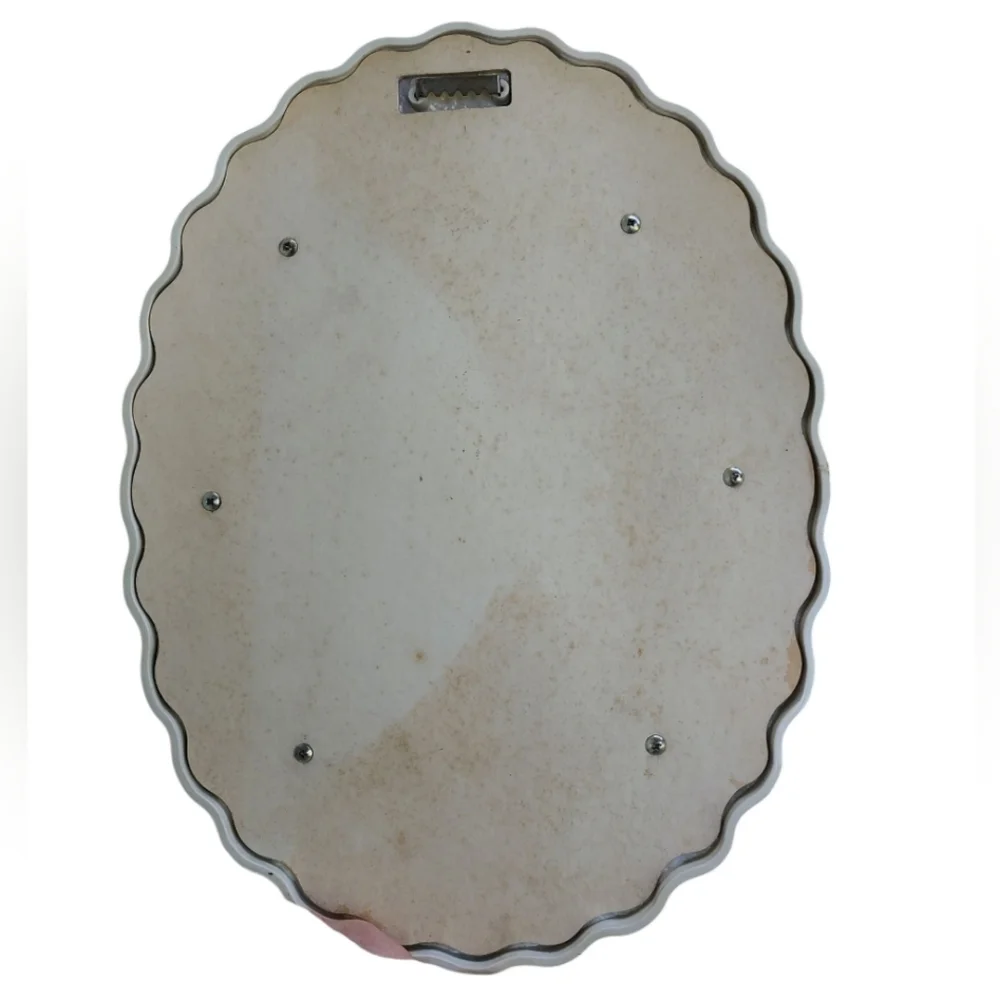 Home Interiors White and Pink Decorative Oval Mirror With Bow